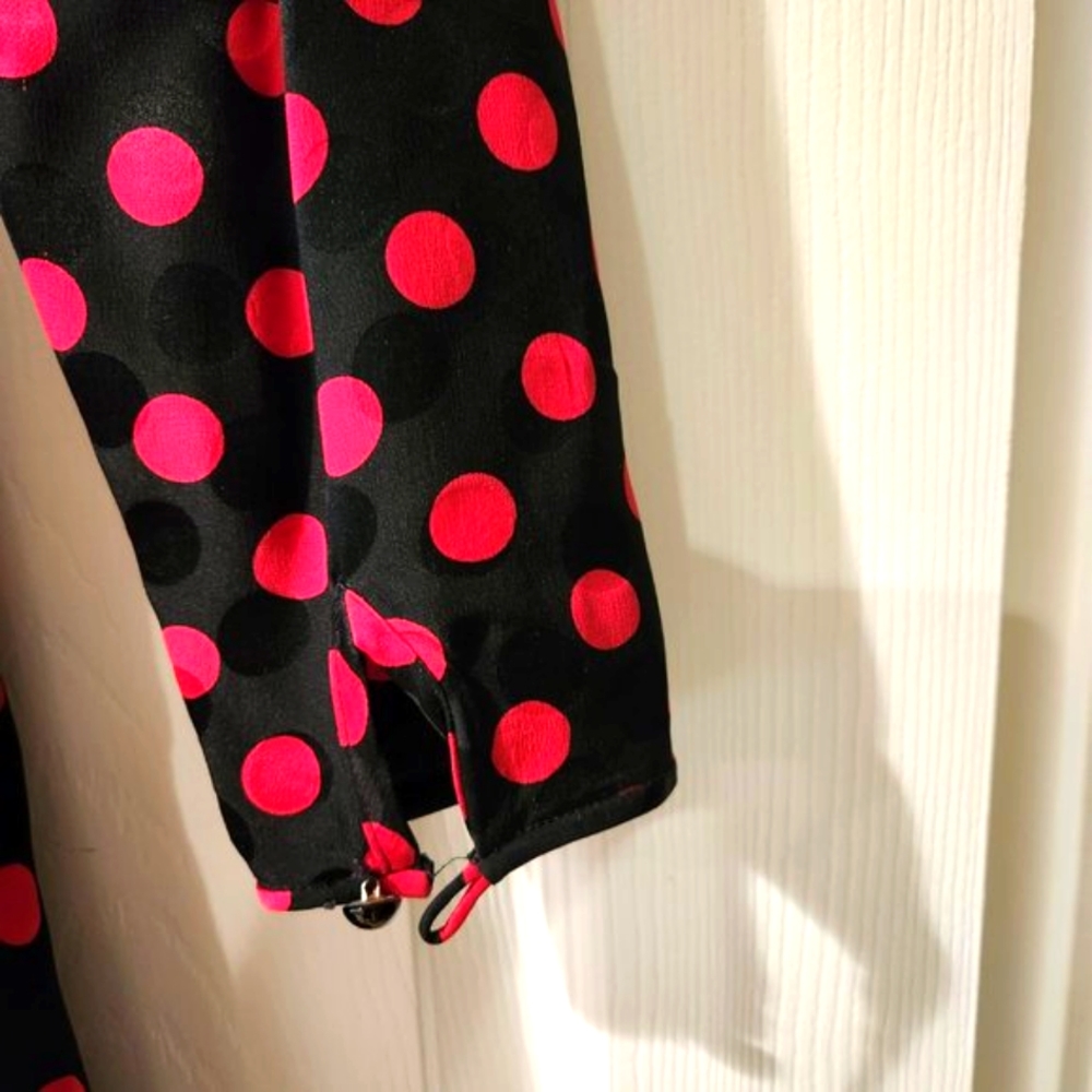 Albert Nipon Silk Dress Red Polkadot - image 3